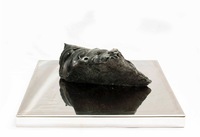 black mirror, 2021, marmo nero marquinia e acciaio inox, cm40x40x15